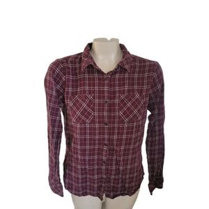 PRANA‎ Plaid Red Button Down Shirt M Long Sleeve Fall Outdoor Breathable Comfort